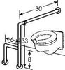 Drawing of 60* Adaptive Acess grab bar over toilet (with dimensions labeled)