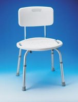 Photograph of bath and shower seat with back