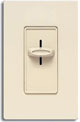 Photo of dimmer switch with plate and vertical moving button.